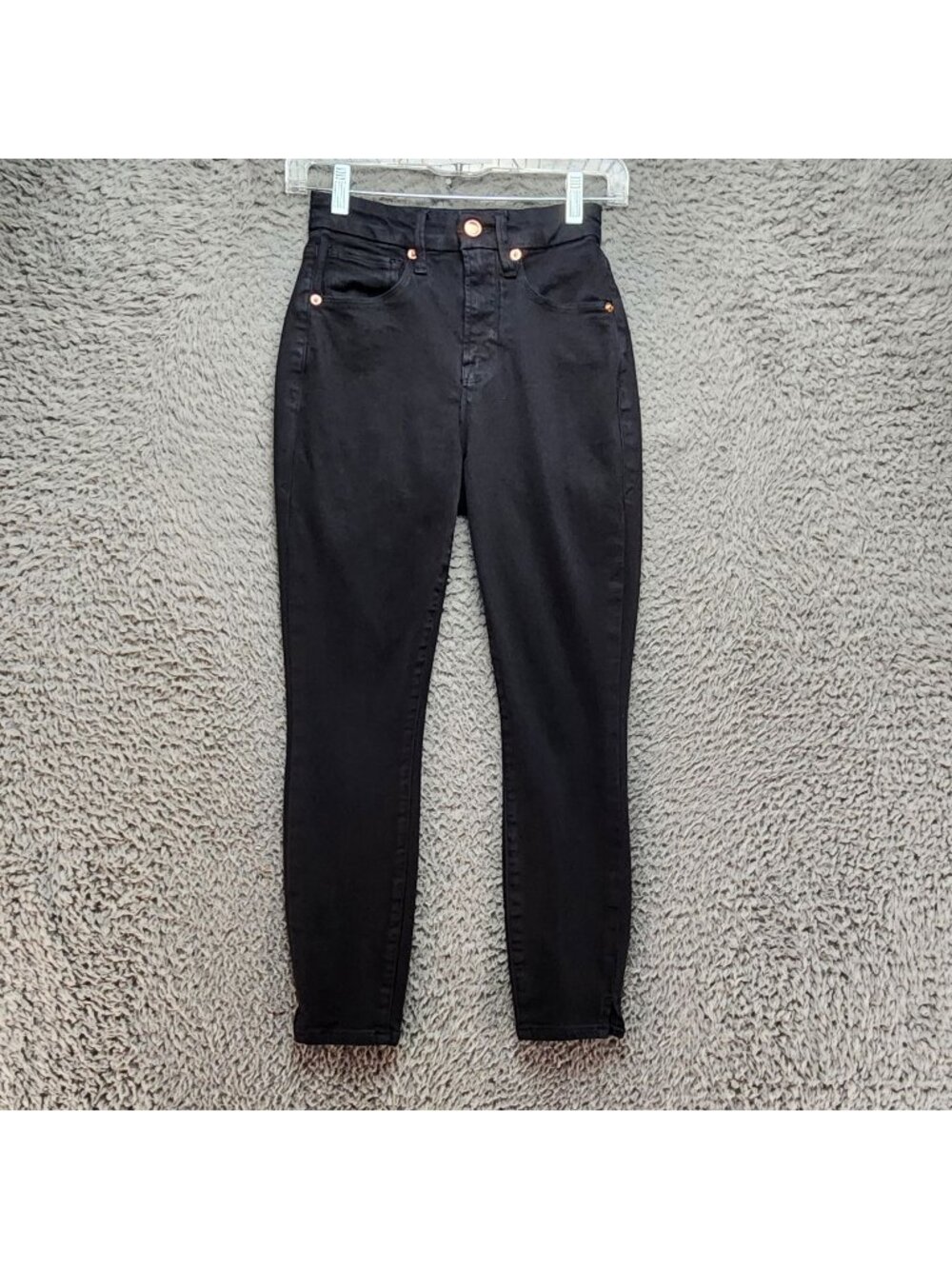 Good American Jeans Womens 2/26 Black Good Waist Crop Stretch Denim *Read*